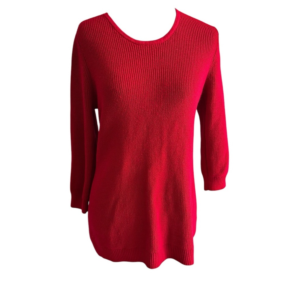 Soho Red Crew Neck Sweater with Three Quarter Sleeves